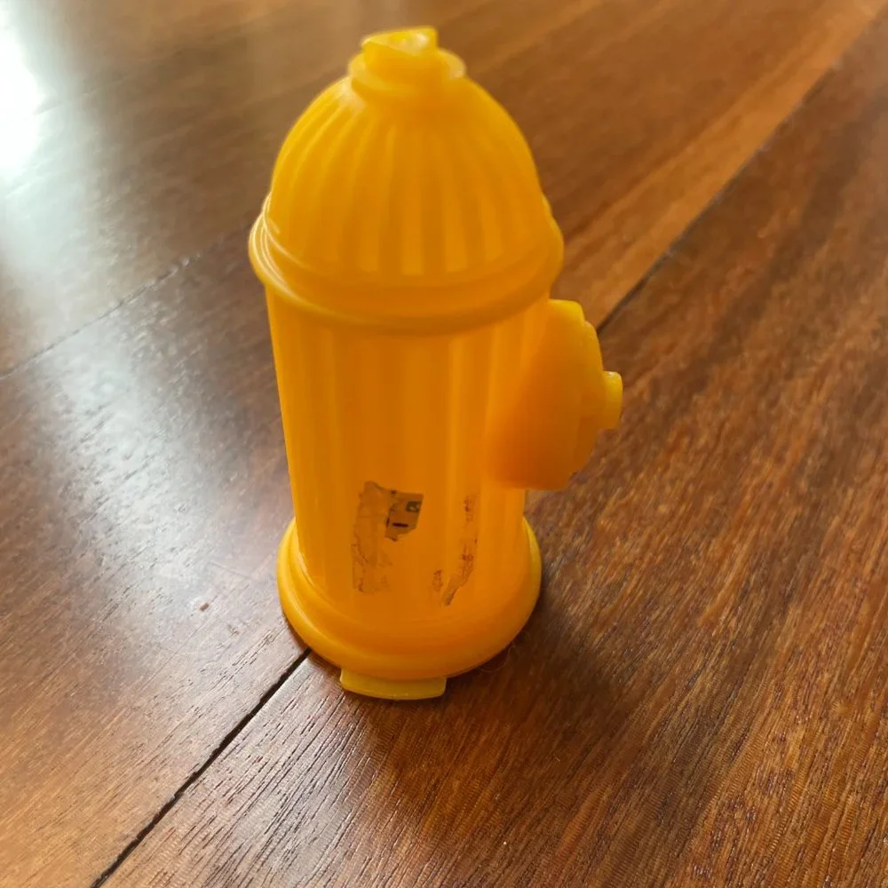 Three (3) Yellow Vintage Candy Containers - Garbage Can, Fire Hydrant & Coffin